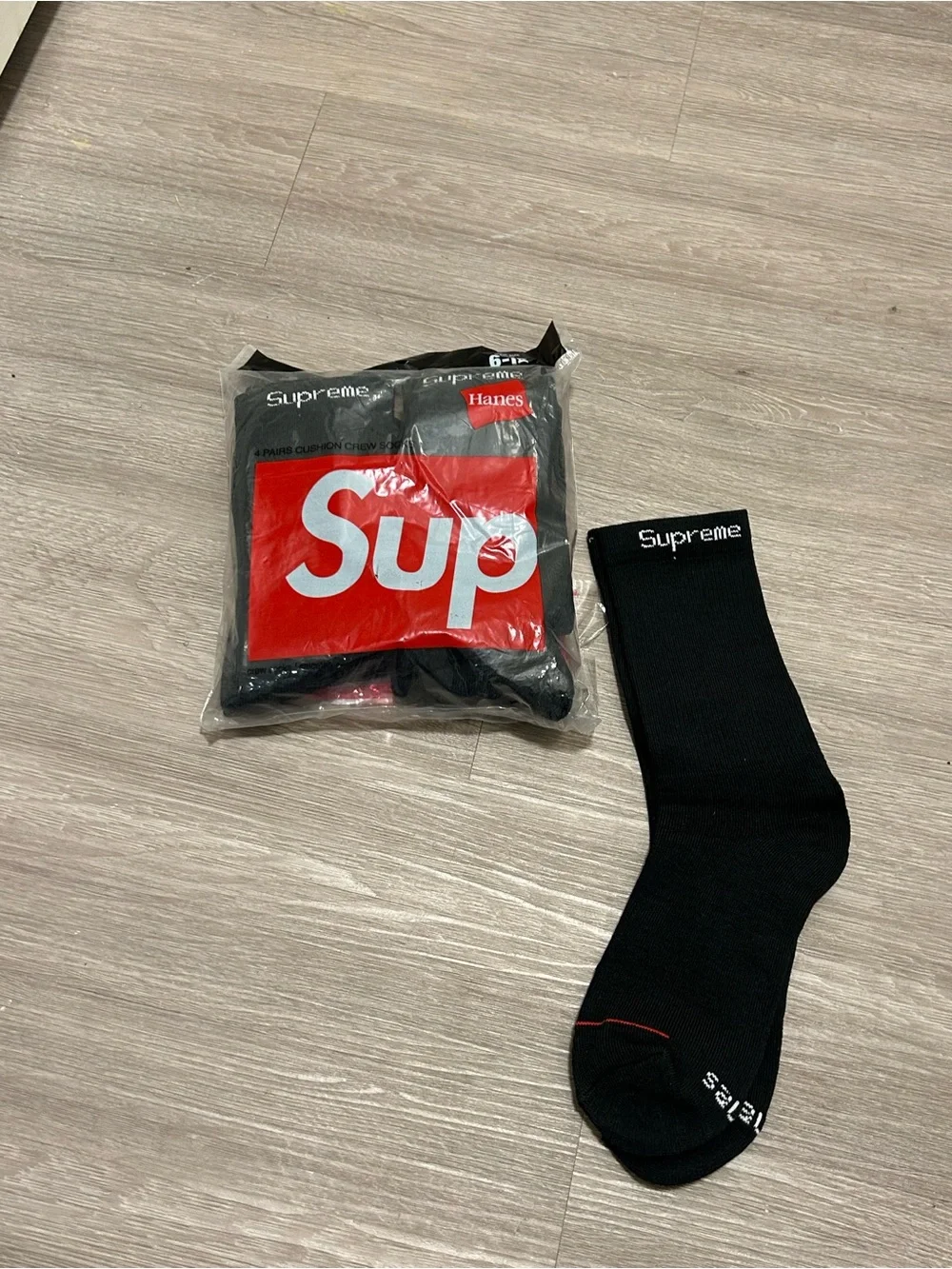 Supreme x Hanes Black Crew Socks
